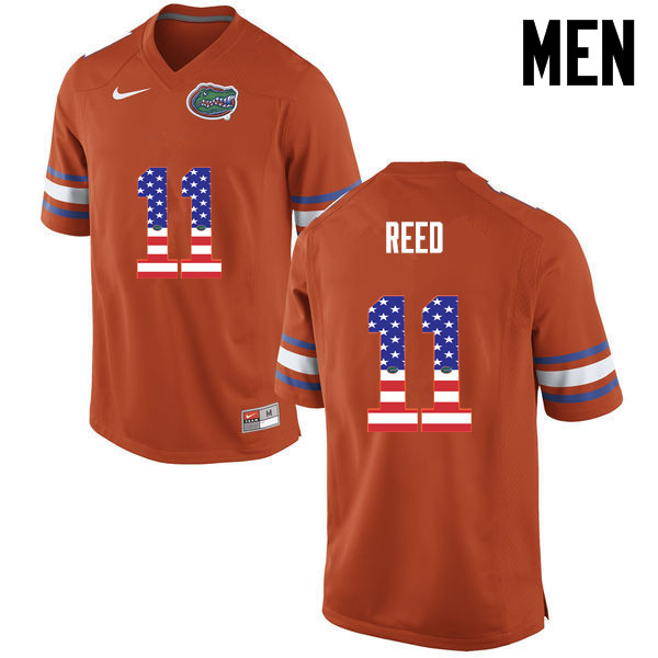 Men Florida Gators #11 Jordan Reed College Football USA Flag Fashion Jerseys-Orange - Click Image to Close